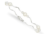 White Freshwater Cultured Pearl Sterling Silver Spriral Bracelet